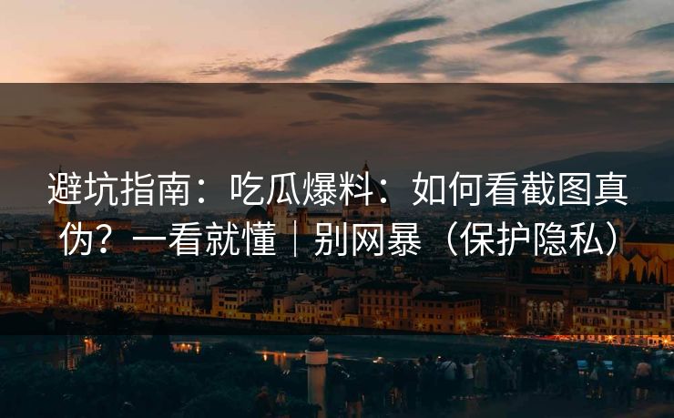 避坑指南：吃瓜爆料：如何看截图真伪？一看就懂｜别网暴（保护隐私）